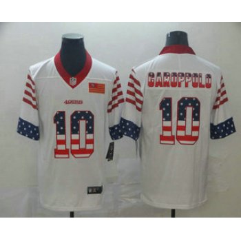 Men's San Francisco 49ers #10 Jimmy Garoppolo White Independence Day Stars Stripes Jersey