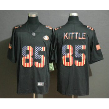 Men's San Francisco 49ers #85 George Kittle 2019 Black Salute To Service USA Flag Fashion Limited Jersey