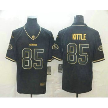 Men's San Francisco 49ers #85 George Kittle Black 100th Season Golden Edition Jersey