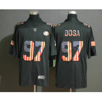 Men's San Francisco 49ers #97 Nick Bosa 2019 Black Salute To Service USA Flag Fashion Limited Jersey