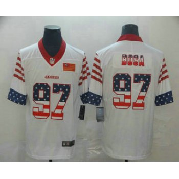 Men's San Francisco 49ers #97 Nick Bosa White Independence Day Stars Stripes Jersey