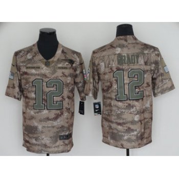 Nike Patriots #12 Tom Brady Camo Men's Stitched NFL Limited 2018 Salute To Service Jersey