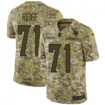 Nike Vikings #71 Riley Reiff Camo Men's Stitched NFL Limited 2018 Salute To Service Jersey