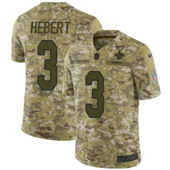 Nike Saints #3 Bobby Hebert Camo Men's Stitched NFL Limited 2018 Salute To Service Jersey