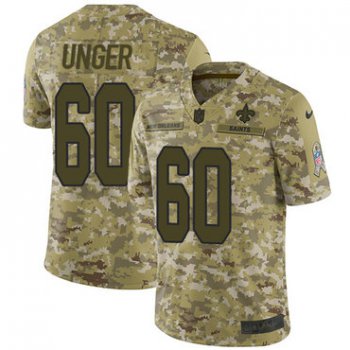 Nike Saints #60 Max Unger Camo Men's Stitched NFL Limited 2018 Salute To Service Jersey