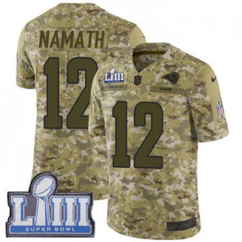 #12 Limited Joe Namath Camo Nike NFL Men's Jersey Los Angeles Rams 2018 Salute to Service Super Bowl LIII Bound