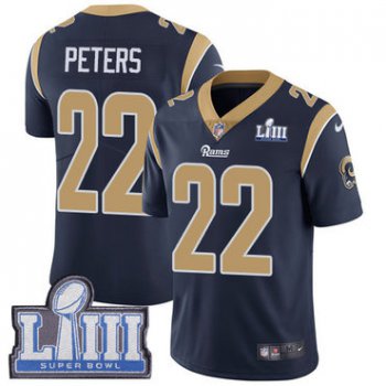#22 Limited Marcus Peters Navy Blue Nike NFL Home Men's Jersey Los Angeles Rams Vapor Untouchable Super Bowl LIII Bound