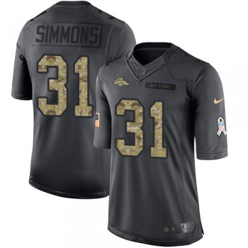 Men's Denver Broncos #31 Justin Simmons Black Anthracite 2016 Salute To Service Stitched NFL Nike Limited Jersey