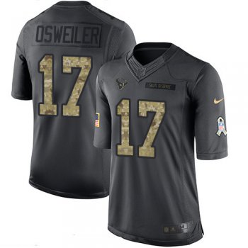 Men's Houston Texans #17 Brock Osweiler Black Anthracite 2016 Salute To Service Stitched NFL Nike Limited Jersey