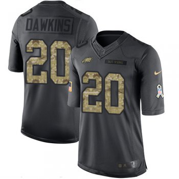 Men's Philadelphia Eagles #20 Brian Dawkins Black Anthracite 2016 Salute To Service Stitched NFL Nike Limited Jersey