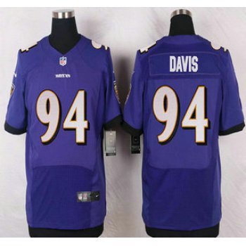 Baltimore Ravens #94 Carl Davis Purple Team Color NFL Nike Elite Jersey