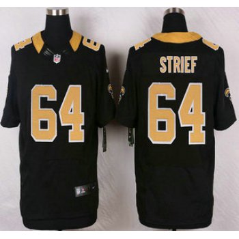 New Orleans Saints #64 Zach Strief Black Team Color NFL Nike Elite Jersey