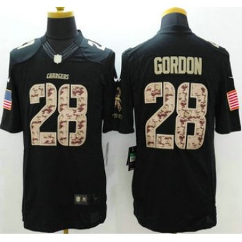 San Diego Chargers #28 Melvin Gordon Nike Salute to Service Nike Black Limited Jersey