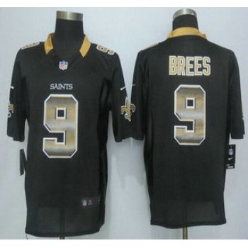 New Orleans Saints #9 Drew Brees Black Strobe 2015 NFL Nike Fashion Jersey