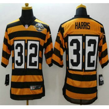 Nike Pittsburgh Steelers #32 Franco Harris Yellow With Black Throwback 80TH Jersey