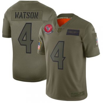 Men Houston Texans 4 Watson Green Nike Olive Salute To Service Limited NFL Jerseys