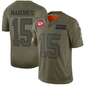 Men Kansas City Chiefs 15 Mahomes Green Nike Olive Salute To Service Limited NFL Jerseys