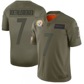 Men Pittsburgh Steelers 7 Roethlisberger Green Nike Olive Salute To Service Limited NFL Jerseys