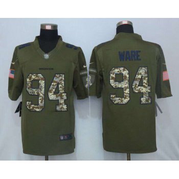 Men's Denver Broncos #94 DeMarcus Ware Green Salute To Service 2015 NFL Nike Limited Jersey