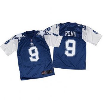 Nike Cowboys #9 Tony Romo Navy BlueWhite Throwback Men's Stitched NFL Elite Jersey