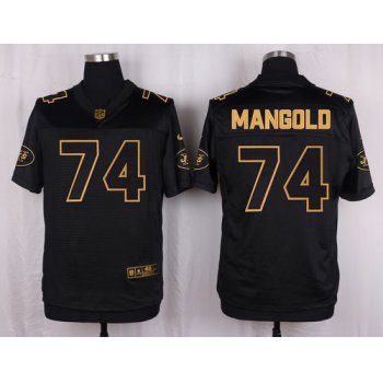 Nike Jets #74 Nick Mangold Black Men's Stitched NFL Elite Pro Line Gold Collection Jersey