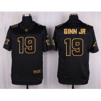 Nike Panthers #19 Ted Ginn Jr Black Men's Stitched NFL Elite Pro Line Gold Collection Jersey