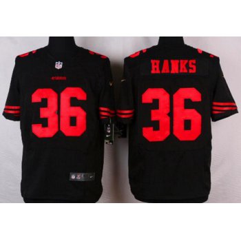 Men's San Francisco 49ers #36 Merton Hanks Black Retired Player NFL Nike Elite Jersey