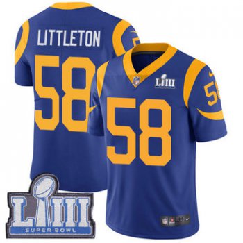 #58 Limited Cory Littleton Royal Blue Nike NFL Alternate Men's Jersey Los Angeles Rams Vapor Untouchable Super Bowl LIII Bound
