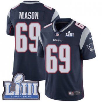 #69 Limited Shaq Mason Navy Blue Nike NFL Home Men's Jersey New England Patriots Vapor Untouchable Super Bowl LIII Bound