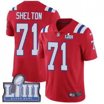 #71 Limited Danny Shelton Red Nike NFL Alternate Men's Jersey New England Patriots Vapor Untouchable Super Bowl LIII Bound