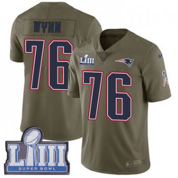 #76 Limited Isaiah Wynn Olive Nike NFL Men's Jersey New England Patriots 2017 Salute to Service Super Bowl LIII Bound