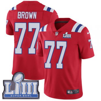 #77 Limited Trent Brown Red Nike NFL Alternate Men's Jersey New England Patriots Vapor Untouchable Super Bowl LIII Bound