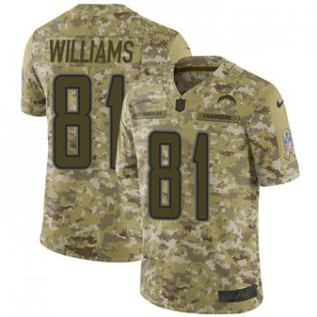 Nike Chargers #81 Mike Williams Camo Men's Stitched NFL Limited 2018 Salute To Service Jersey