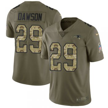 Men's Nike New England Patriots #29 Duke Dawson Olive Camo Stitched NFL Limited 2017 Salute To Service Jersey