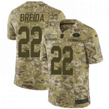 Nike 49ers #22 Matt Breida Camo Men's Stitched NFL Limited 2018 Salute To Service Jersey