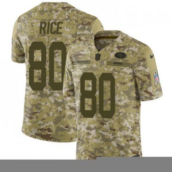 Nike 49ers #80 Jerry Rice Camo Men's Stitched NFL Limited 2018 Salute To Service Jersey