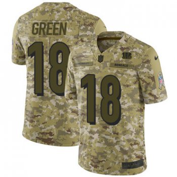 Nike Bengals #18 A.J. Green Camo Men's Stitched NFL Limited 2018 Salute To Service Jersey