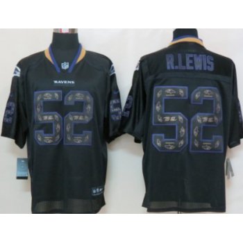 Nike Baltimore Ravens #52 Ray Lewis Lights Out Black Ornamented Elite Jersey