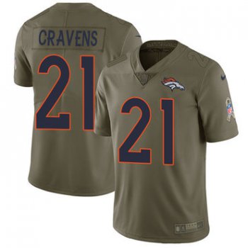 Nike Denver Broncos #21 Su'a Cravens Olive Men's Stitched NFL Limited 2017 Salute To Service Jersey