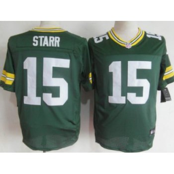 Nike Green Bay Packers #15 Bart Starr Green Elite Jersey