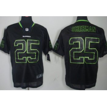 Nike Seattle Seahawks #25 Richard Sherman Lights Out Black Elite Jersey