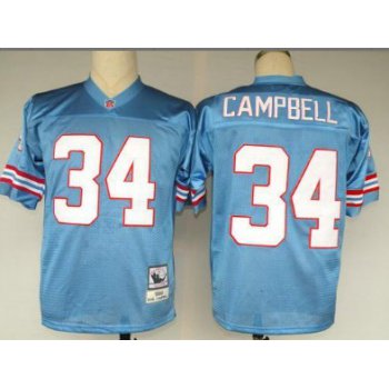 Houston Oilers #34 Earl Campbell Light Blue Throwback Jersey