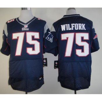 Nike New England Patriots #75 Vince Wilfork Blue Elite Jersey