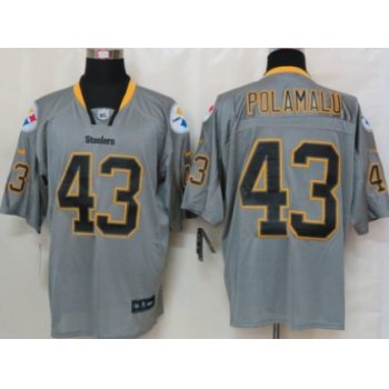 Nike Pittsburgh Steelers #43 Troy Polamalu Lights Out Gray Elite Jersey
