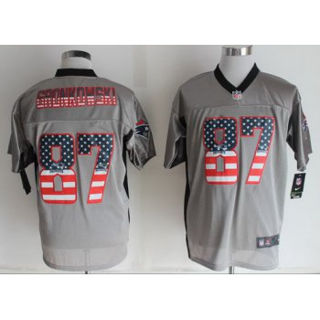 Nike New England Patriots #87 Rob Gronkowski 2014 USA Flag Fashion Gray Elite Jersey