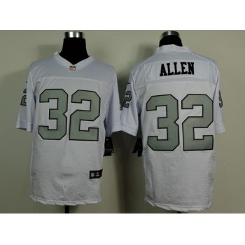 Nike Oakland Raiders #32 Marcus Allen White With Silvery Elite Jersey