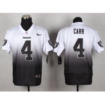 Nike Oakland Raiders #4 Derek Carr White/Black Fadeaway Elite Jersey