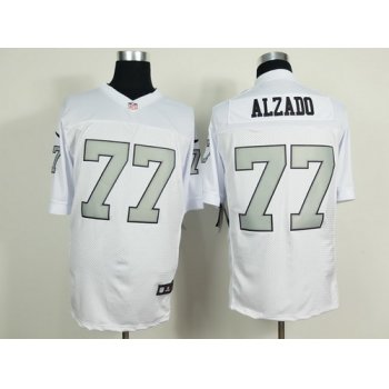 Nike Oakland Raiders #77 Lyle Alzado White With Silvery Elite Jersey