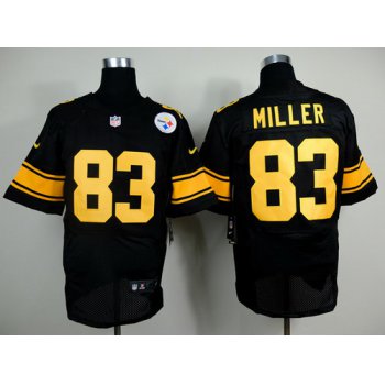 Nike Pittsburgh Steelers #83 Heath Miller Black With Yellow Elite Jersey