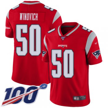 Men's New England Patriots #50 Chase Winovich Limited Red 100th Season Inverted Legend Jersey